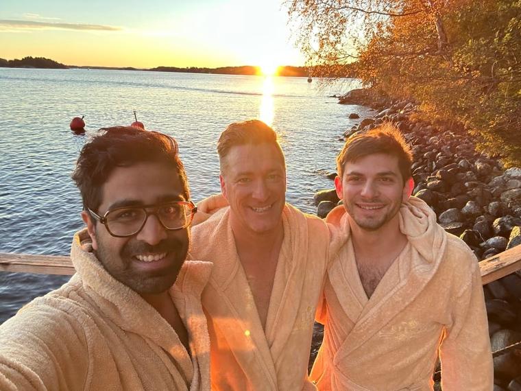 Adam, Raoul and Samir jumped into the Swedish Ocean the first time they all met Adam, Raoul and Samir jumped into the Swedish Ocean the first time they all met